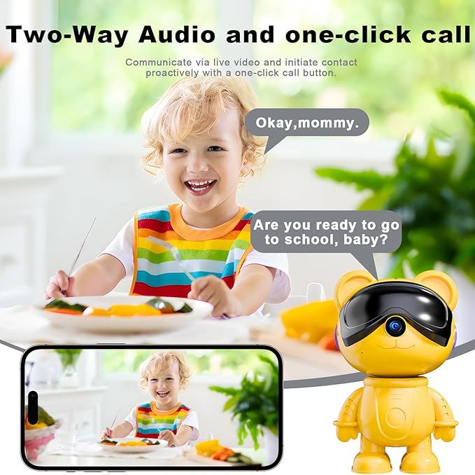 dzcctvipc-Cute Bear-2K Smart-Robot Security-Camera Wireless