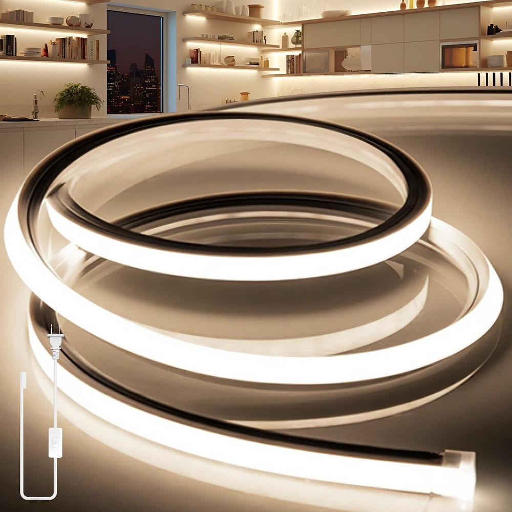 VOEWT LED Strip Lights Neutral White 4000K, 32.8ft 110-120V Neon Rope Lights