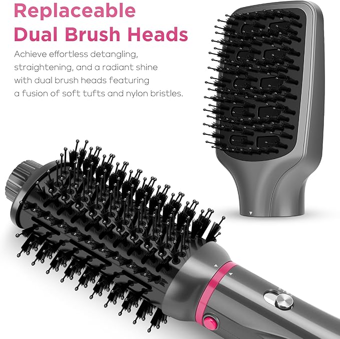 IG INGLAM 4 in 1 Hot Air Brush, Negative Ion Detachable Hair Styler & Vol...