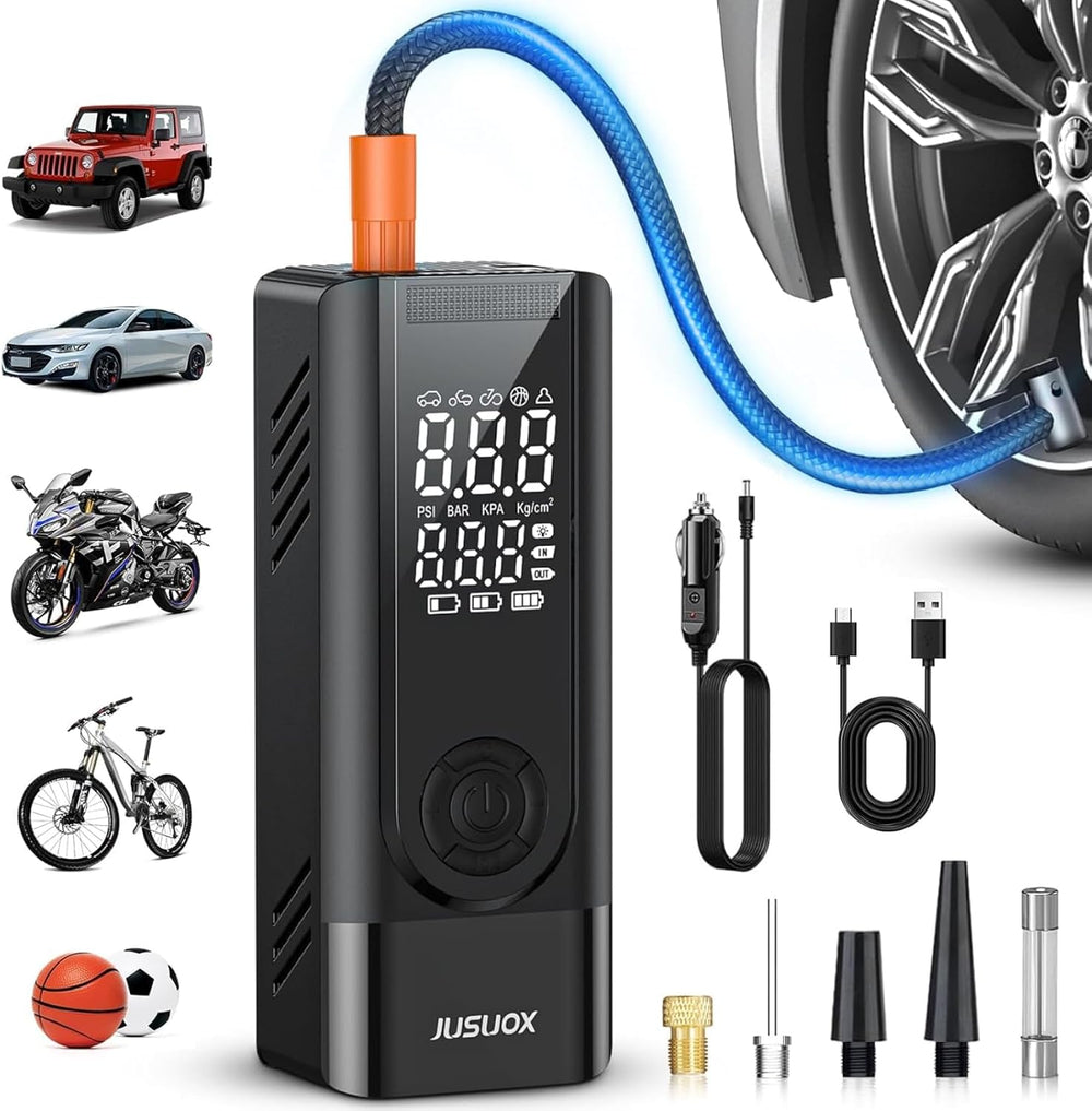 Tire Inflator Portable Air Compressor, 150 PSI Dual Power