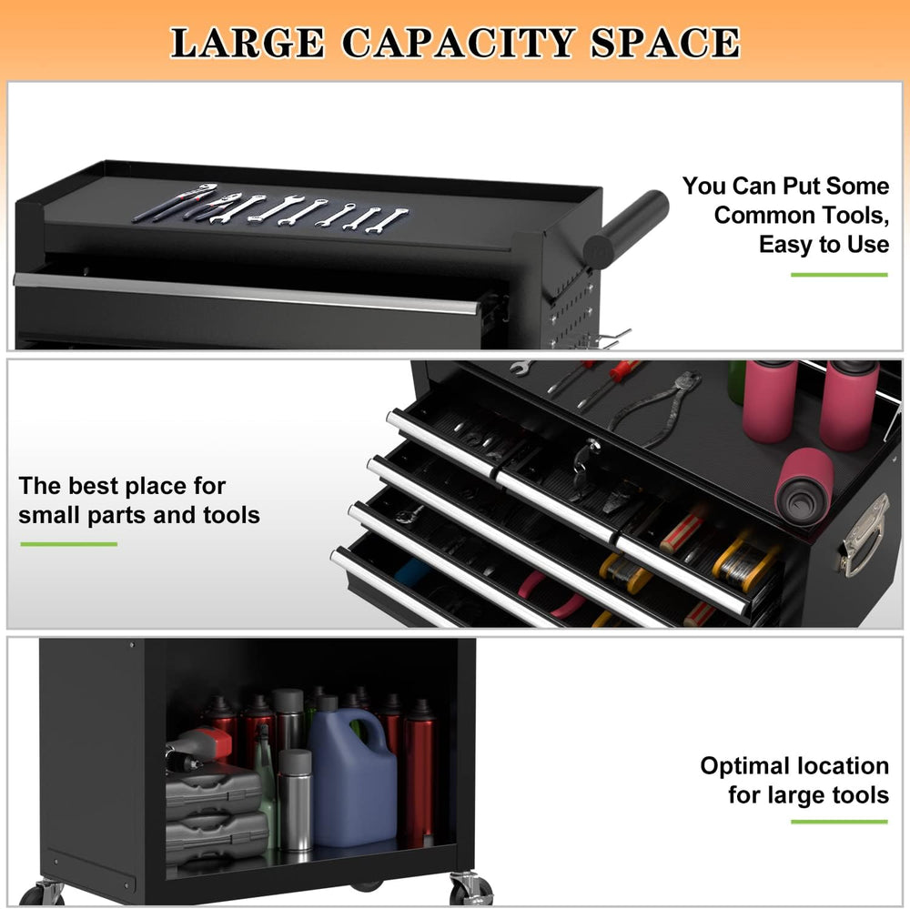 8-Drawer High Capacity Rolling Tool Chest, Removable Cabinet Storage Tool Box...