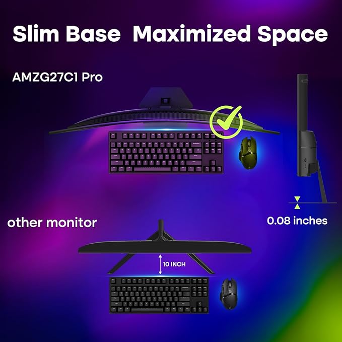 Amzfast 27 inch 240Hz Curved Gaming Monitor, FHD 1080P Monitor Gaming