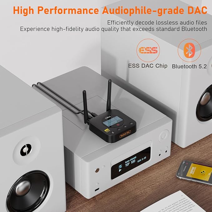 1Mii B06Pro+ Hi-Fi Bluetooth 5.2 Audio Receiver, LDAC Hi-Res Wireless Audio