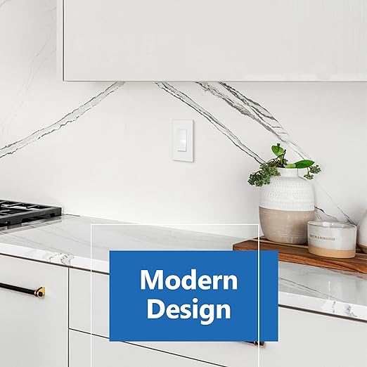 LIDER Matte White Minimalist Design Decorator Switch, Frameless Paddle Wall
