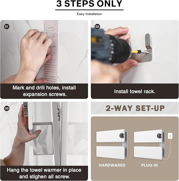 K&KALONZO Electric Towel Warmer, 18.35" W x 14.6" H Wall-Mounte...