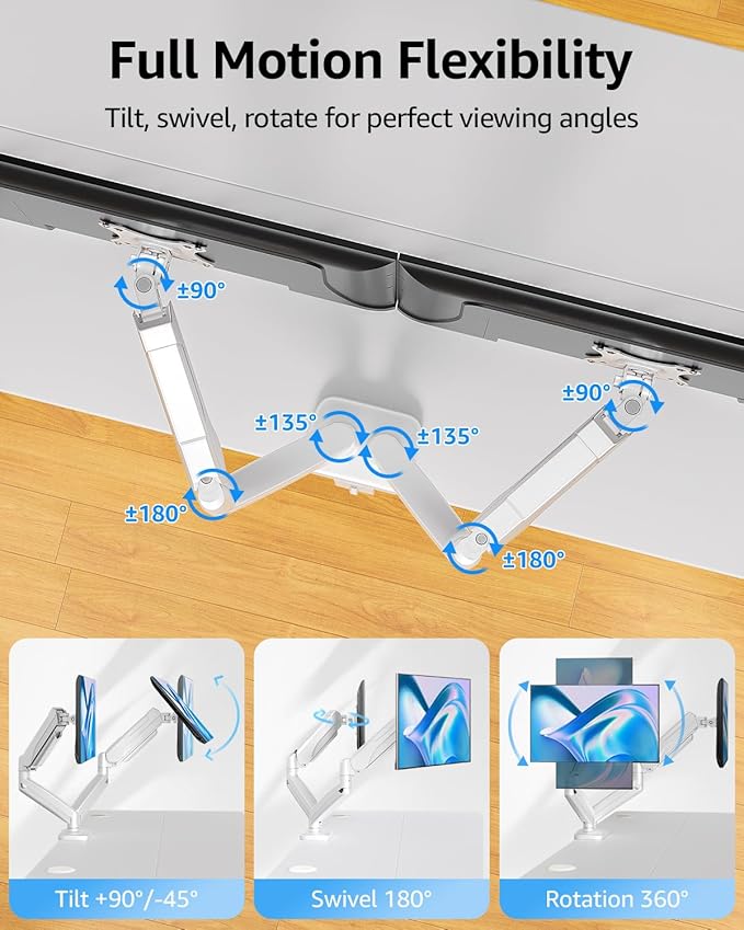 MOUNTUP Dual Monitor Stand for Desk, Monitor Arms for 2 Monitors Max 32 Inches