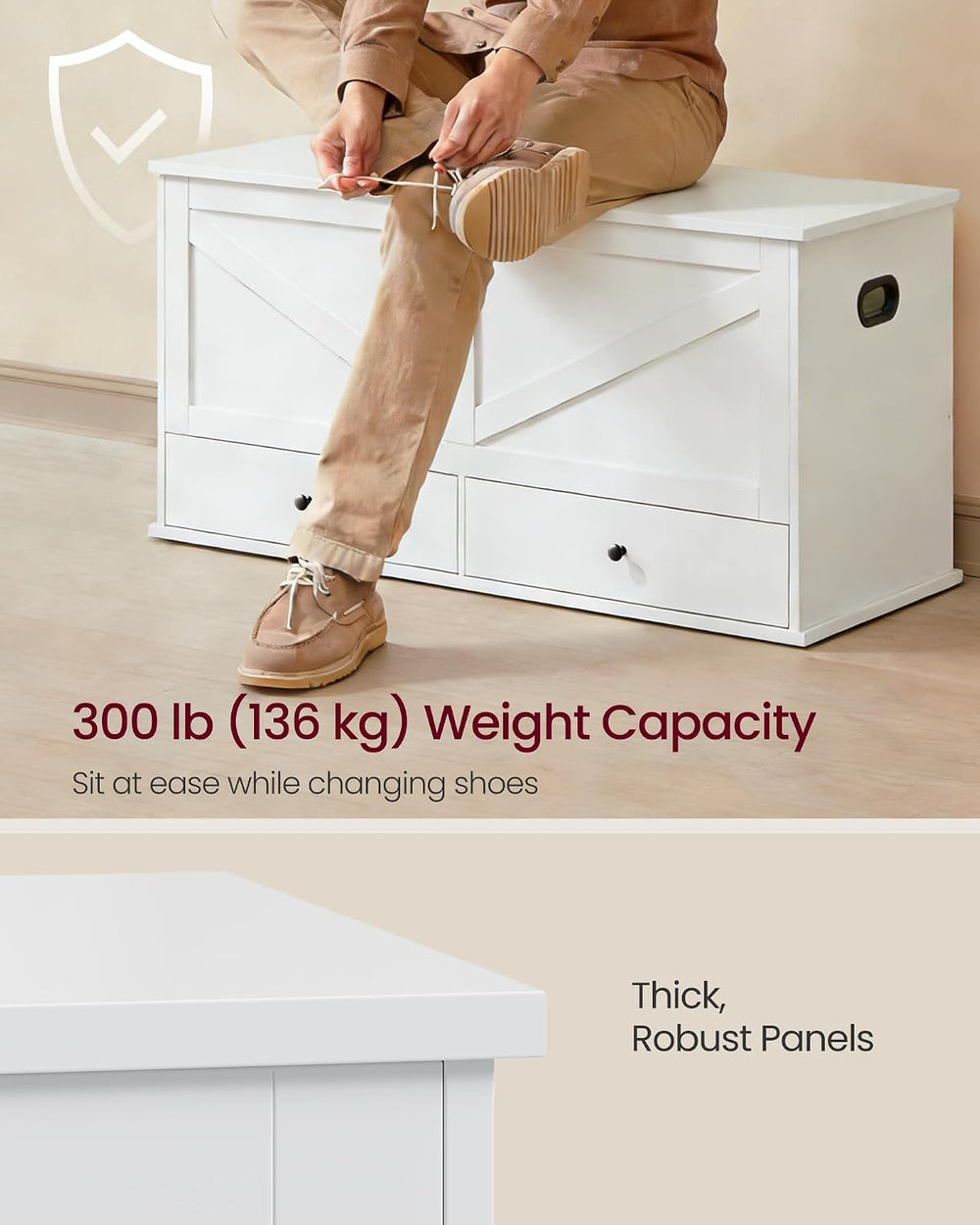 VASAGLE Storage Chest with 2 Fabric Drawers, 15.7 x 39.4 x 19.9 Inches