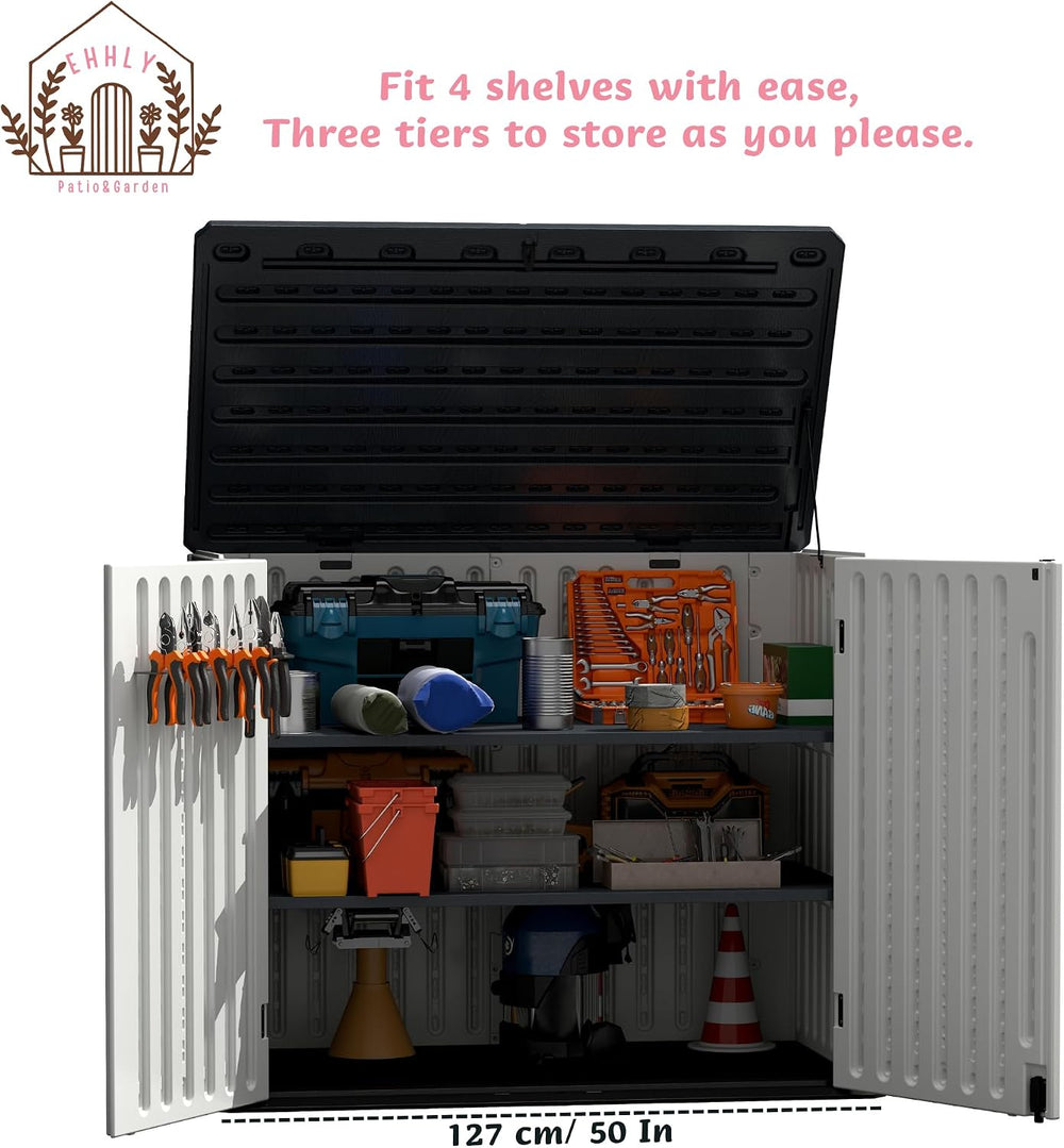 EHHLY 35 Cuft Outdoor Storage Shed Shelf(2 Shelves ONLY, No Cabinet), Outdoor...