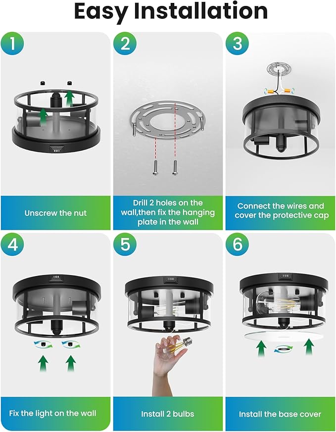 Outdoor Ceiling Light with Motion Sensor 9.3in