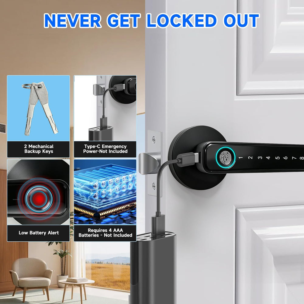 Fingerprint Door Lock with Keypad, 5-in-1 Smart Door Knob