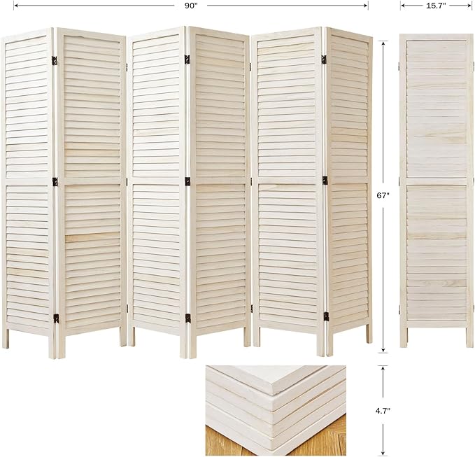 Room Dividers and Folding Privacy Screens, Wood Louvered Separators Divider Wall