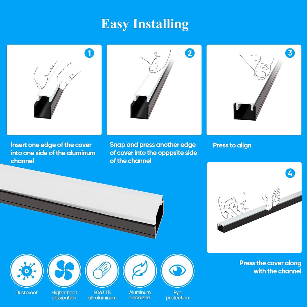 Besseto 10 Pack LED Aluminum Channel