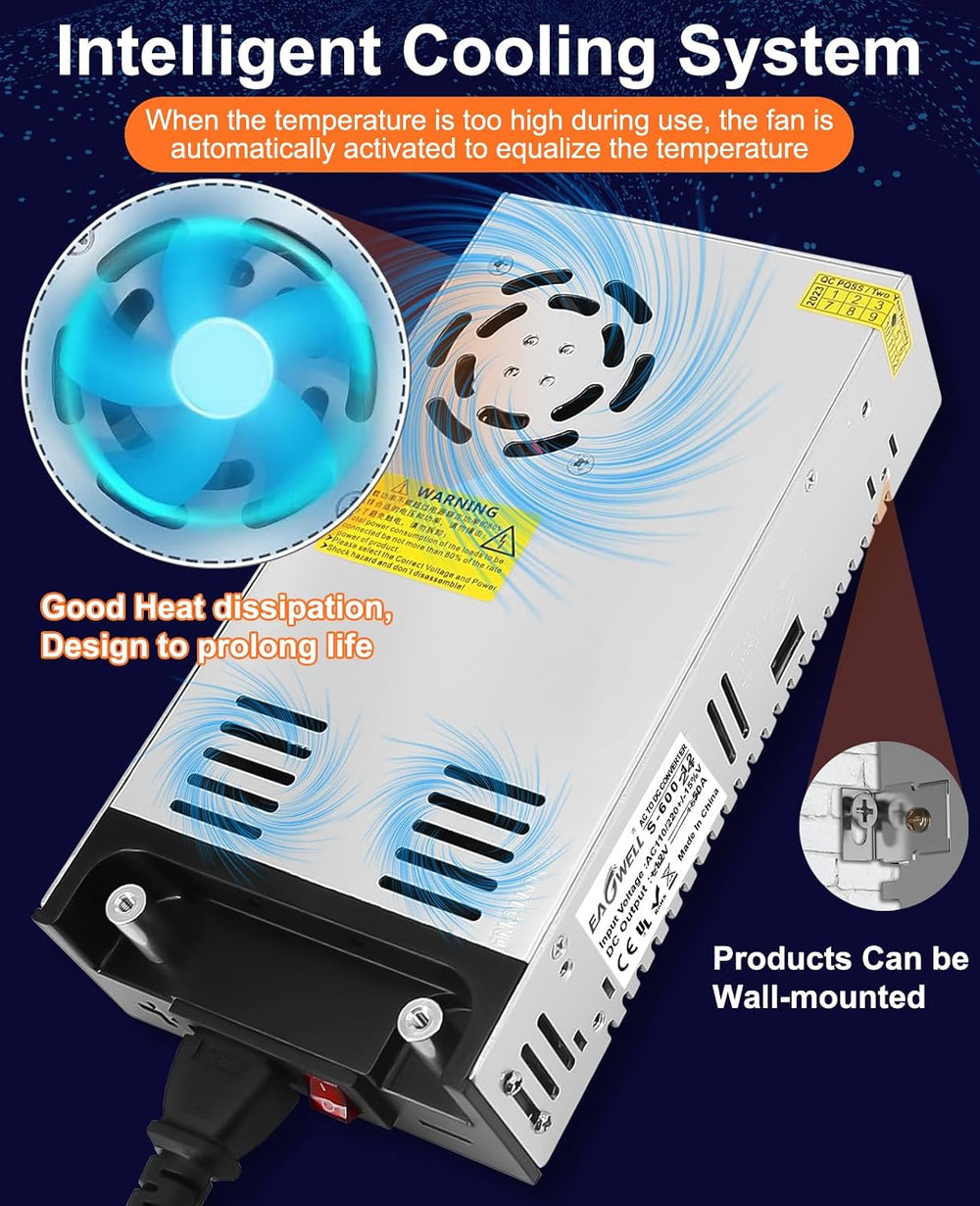 EAGWELL 110V AC to 12V DC Converter 600W Power Supply 50A