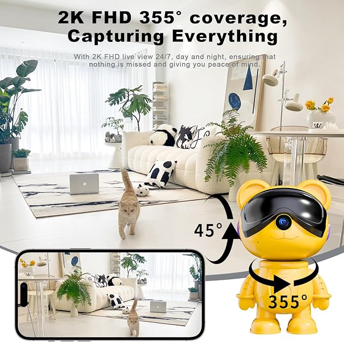 dzcctvipc-Cute Bear-2K Smart-Robot Security-Camera Wireless