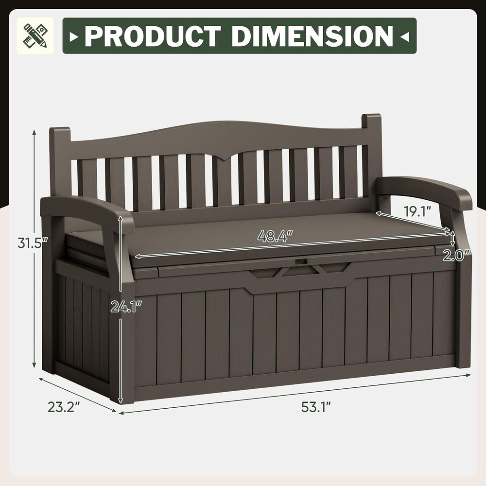 Flamaker 80 Gallon Storage Bench with Cushion, Waterproof, All-Weather