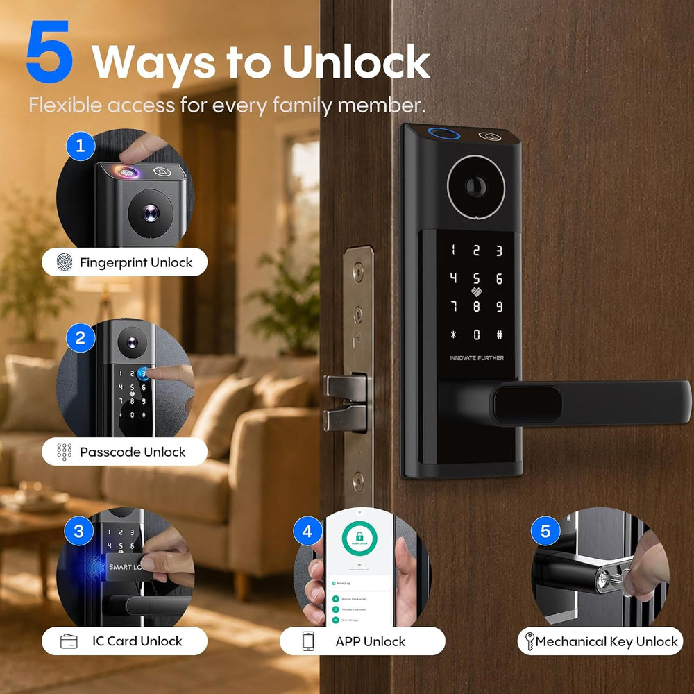 Smart Door Lock with Video Doorbell & Fingerprint,Security Front Door Locks