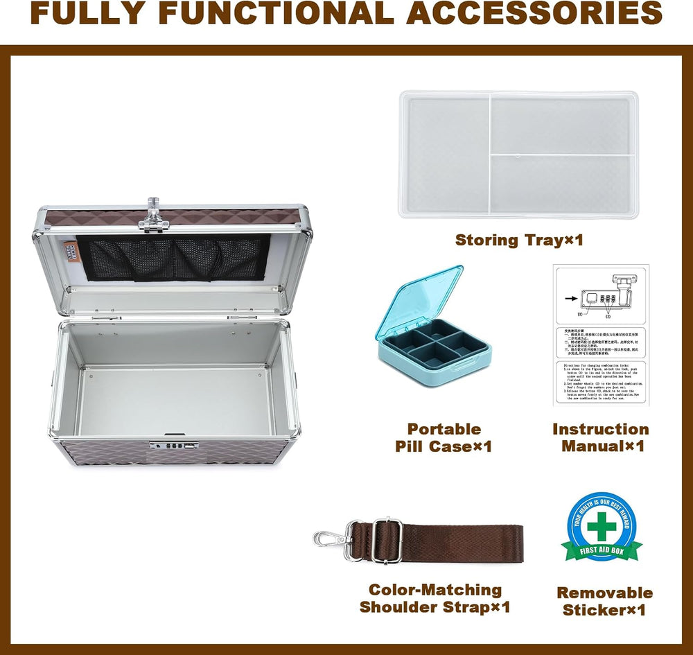Storage Lock Box with Combination Lock, Lockable Medicine Storage Box, Empty ...