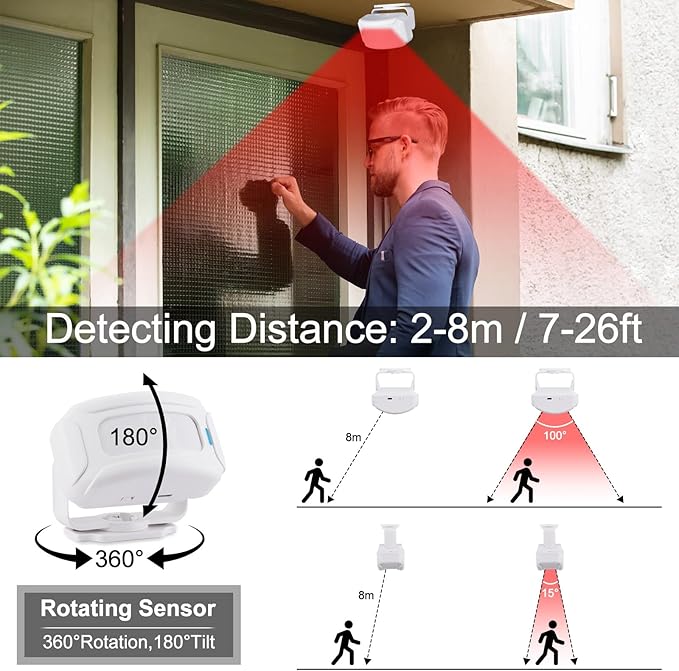 KCMYTONER Wireless Motion Sensor Door Chime, Entry Alert Chime
