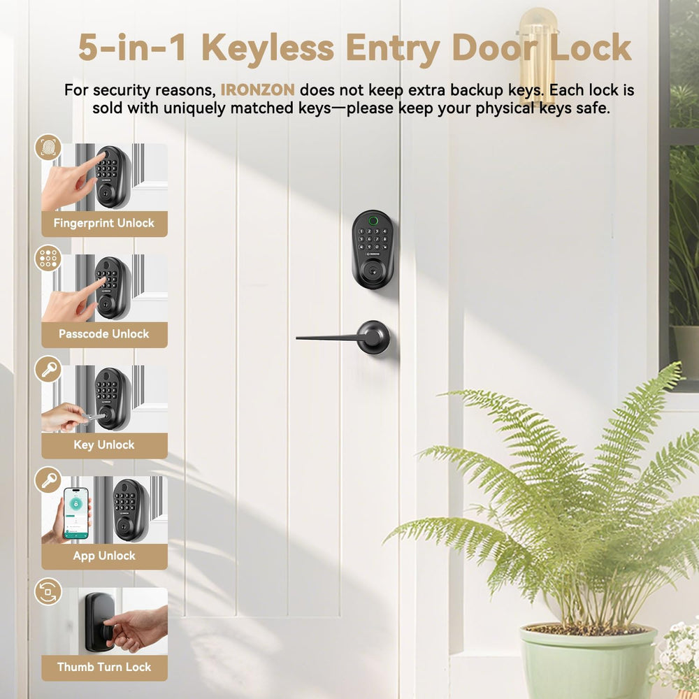 350YS 5-in-1 Keyless Entry Door Lock Smart Deadbolt with Handle Black