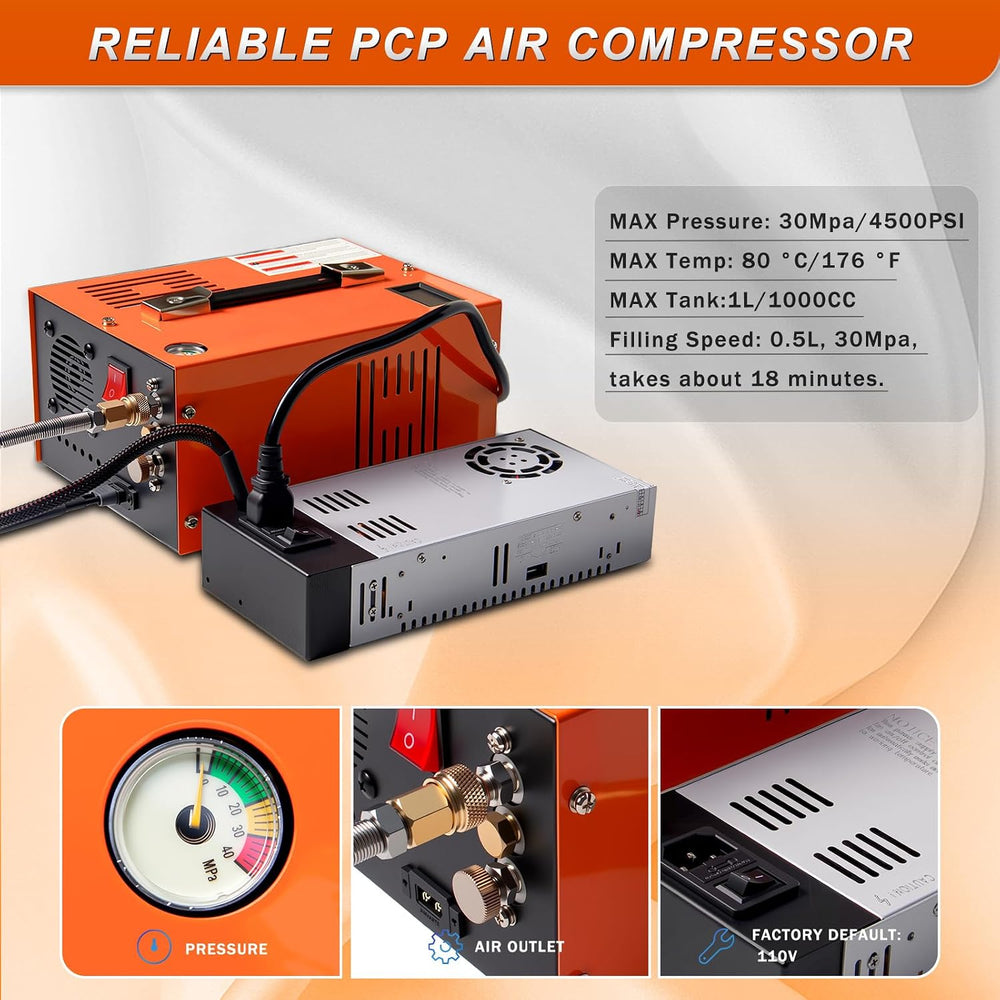 PCP Air Compressor 4500 PSI Portable for Paintball Airgun