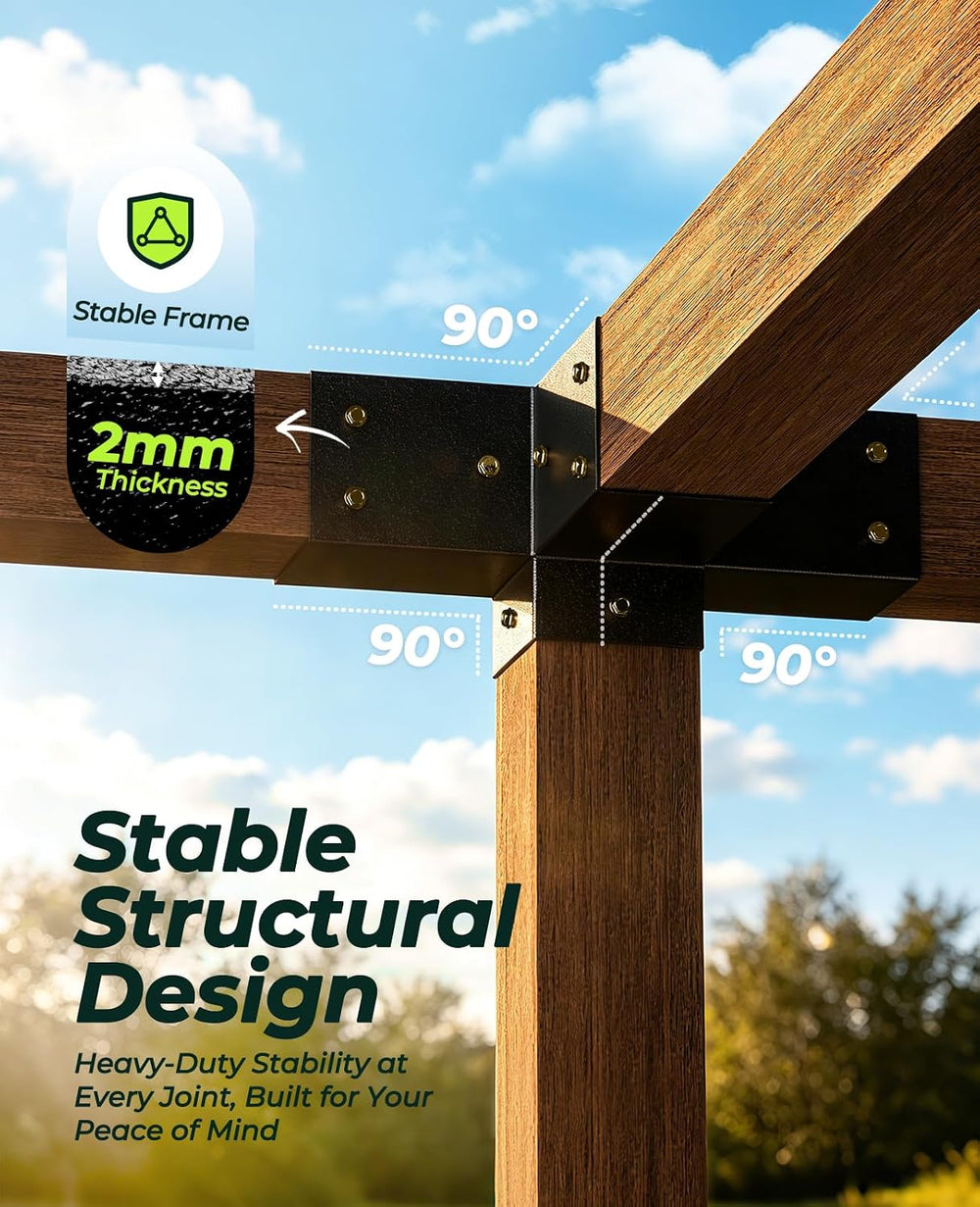 Pergola Kit for 4"x4" Lumber Heavy Duty Steel Brackets 2mm Thick