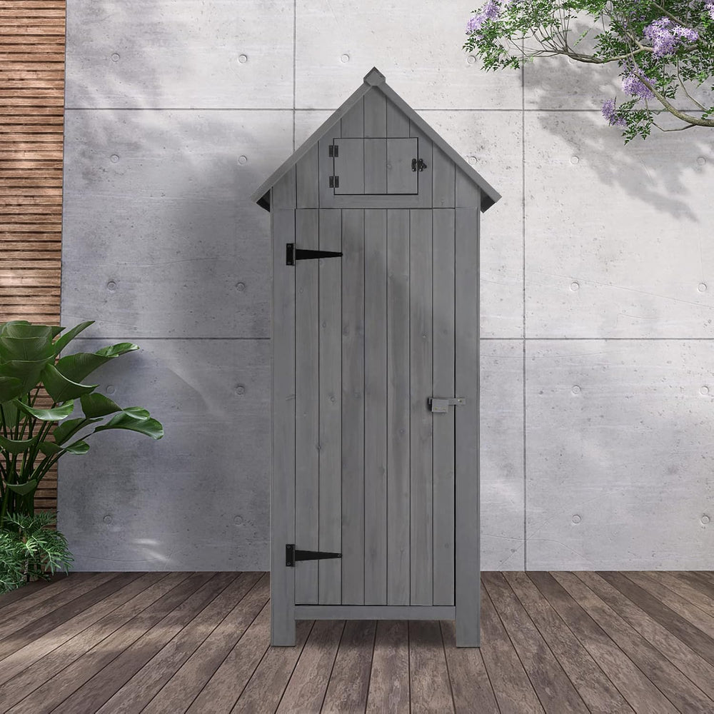 Outvita Outdoor Storage Shed, 70 Inch, Grey