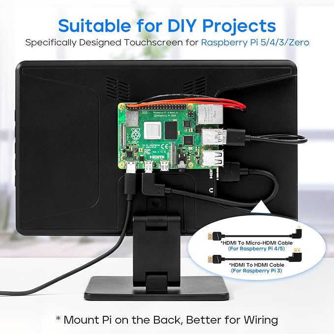 Touch Screen Monitor with Case, ROADOM 10.1’’ Raspberry Pi Screen, IPS FHD