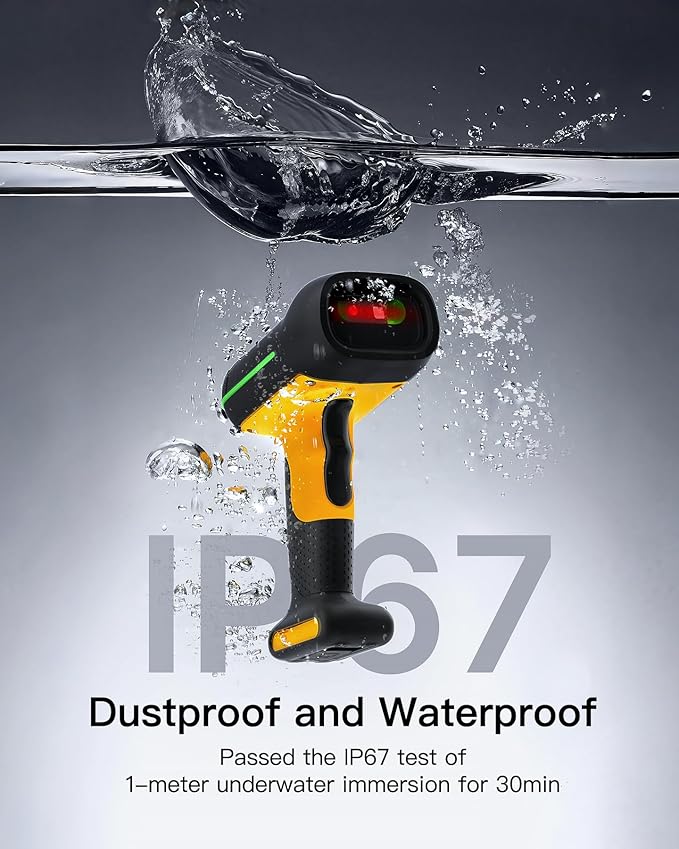 Inateck Industrial Barcode Scanner Bluetooth, 1D 2D QR Code Scanner Wireless