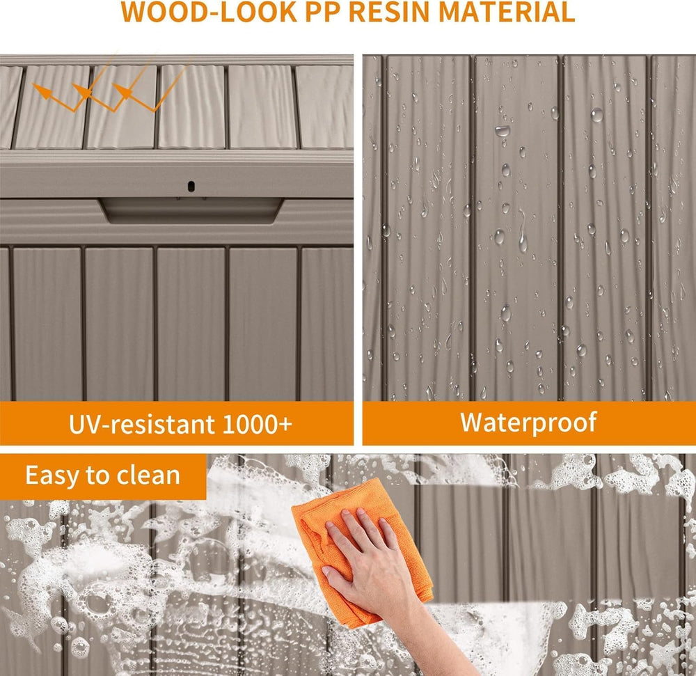 45 Gallon Waterproof Resin Deck Box, UV Resistant Outdoor Storage for Garden,...
