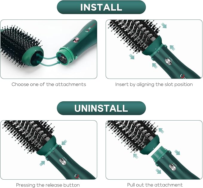 IG INGLAM Hair Dryer Brush, 4-in-1 Detachable Blow Dryer Brush, Ionic Diffuser