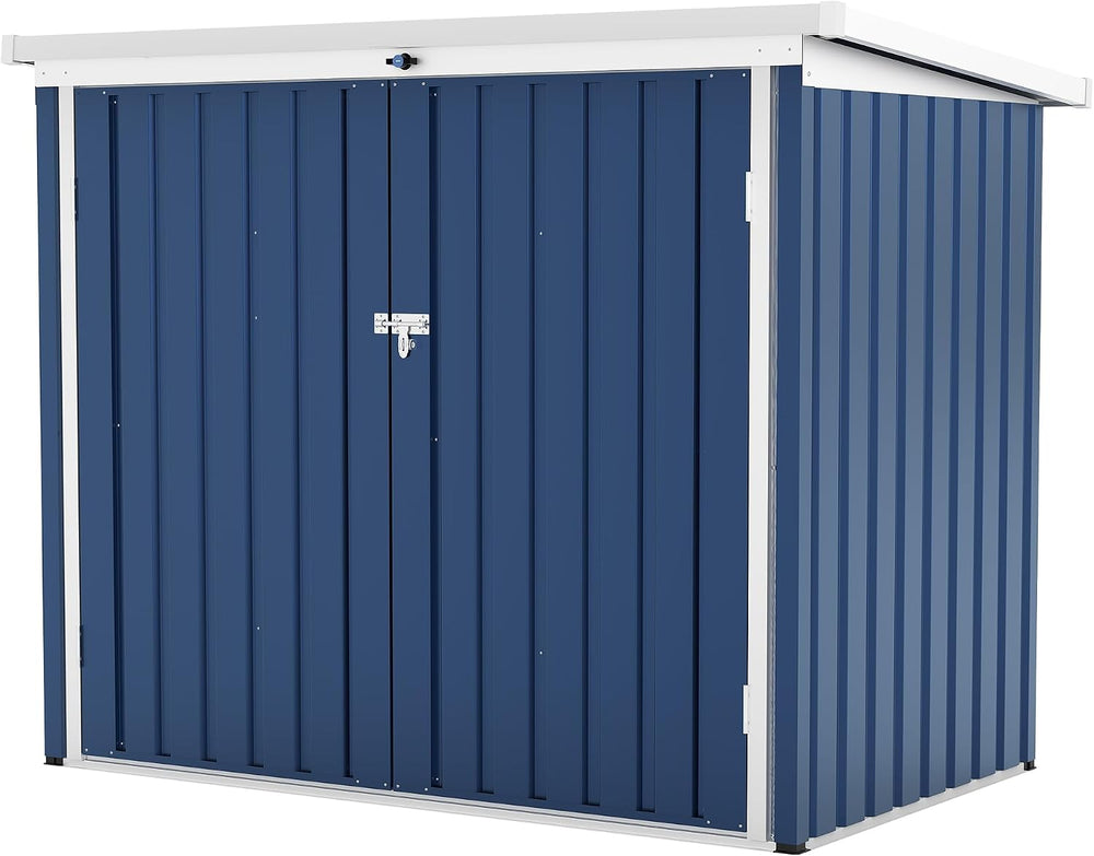 Outdoor Trash Can Storage Box with Lock Latch & Sloped Roof, Outdoor Stor...