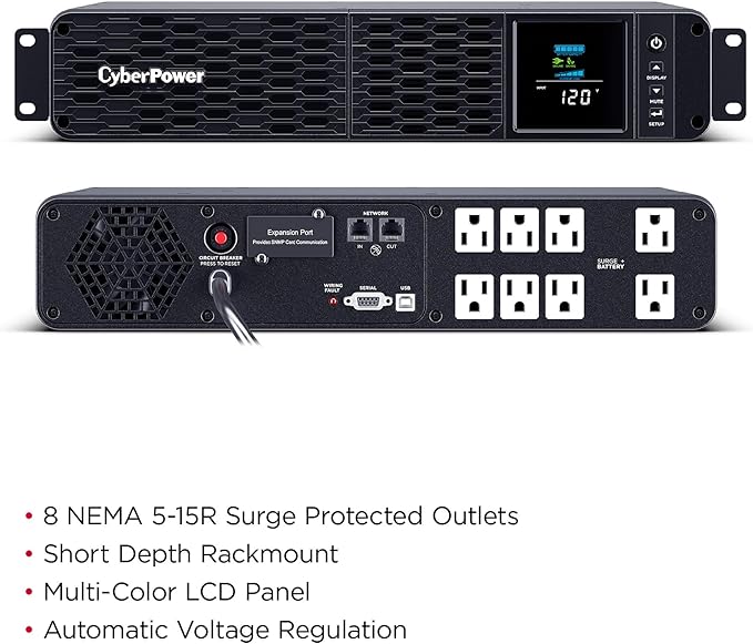 CyberPower CP1500PFCRM2U PFC Sinewave UPS Battery Backup and Surge Protector