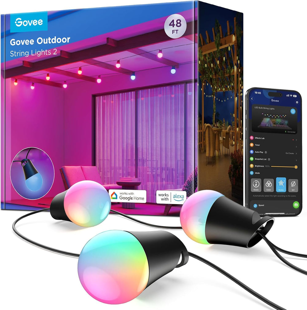 Govee Smart Outdoor String Lights 2, 48ft Outdoor Lights