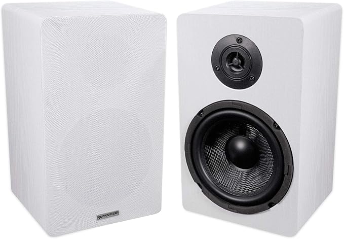 Rockville 2 RockShelf 68W 400w White 6.5" Home Theater Bookshelf Speaker...