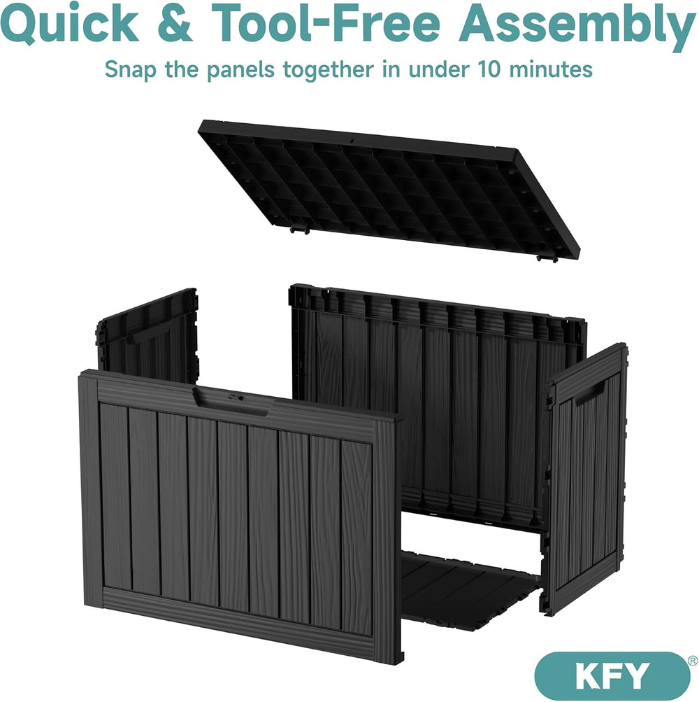 45 Gallon Waterproof Resin Deck Box, UV Resistant Outdoor Storage for Garden,...