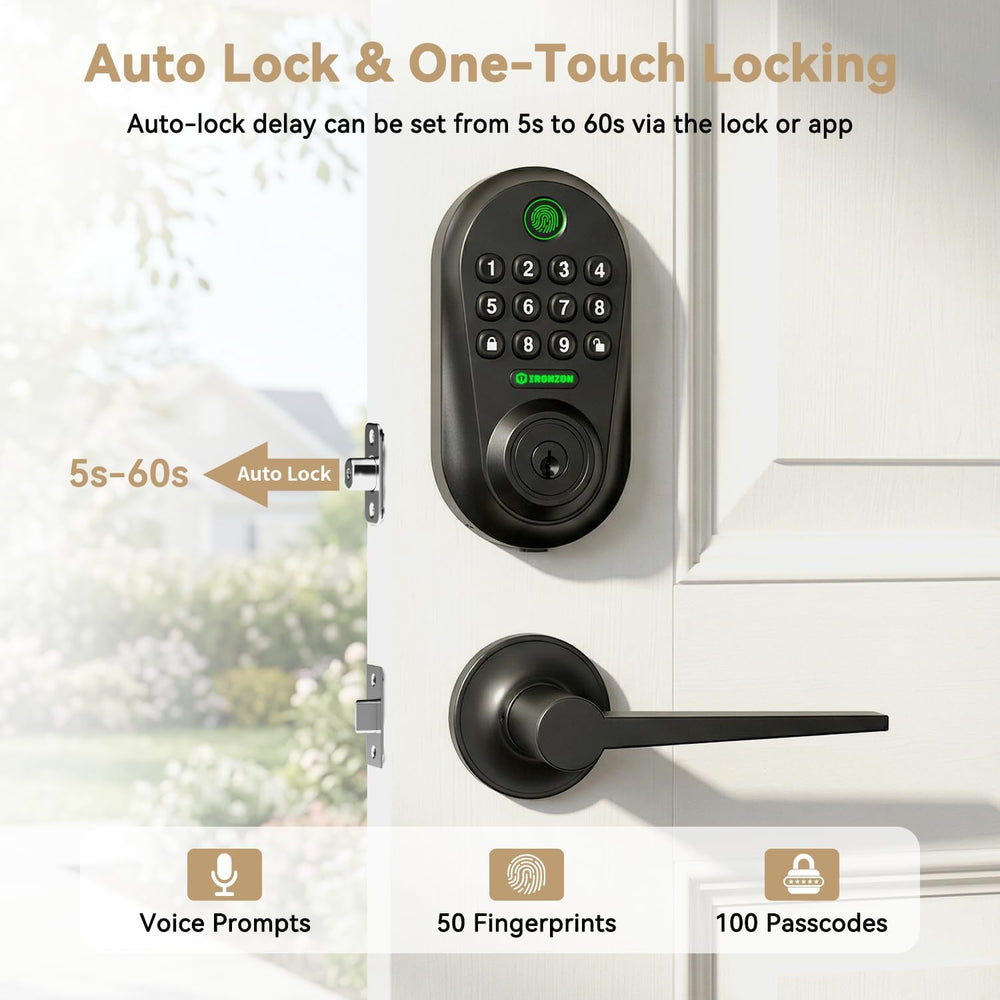 350YS 5-in-1 Keyless Entry Door Lock Smart Deadbolt with Handle Black