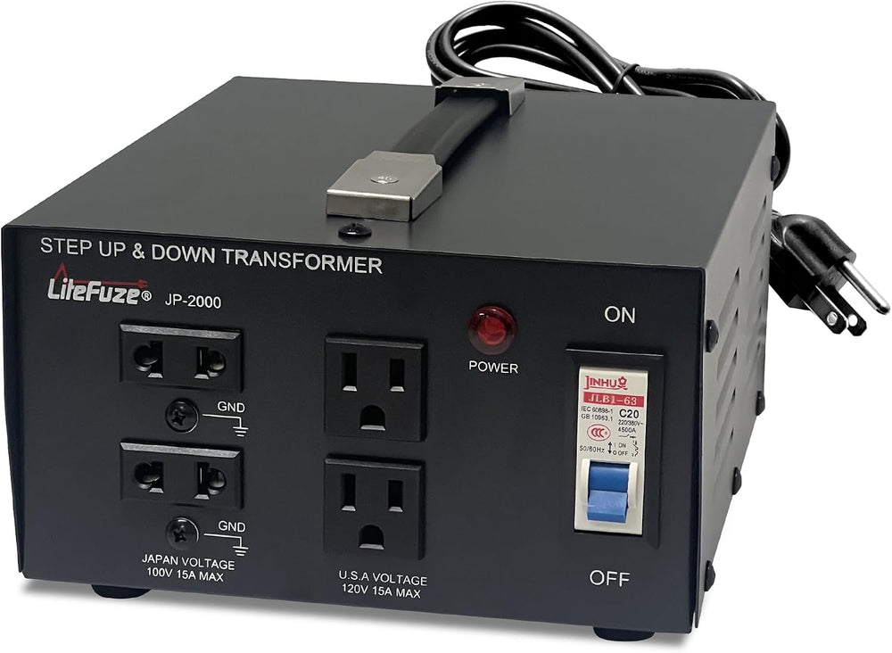LiteFuze 2000 Watt Japan Voltage Converter Transformer Step Up/Down - 100v to