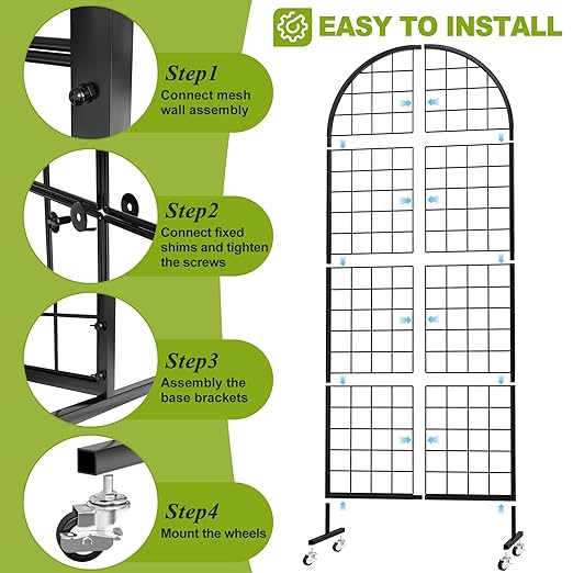 VGMiu Grid Wall Panel 2PCS Display Stand 2' x 5.2' FT Black Grid Wall...