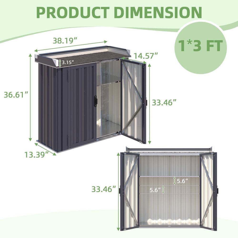 AECOJOY Outdoor Storage Cabinet Waterproof with Floor & Adjustable Shelves