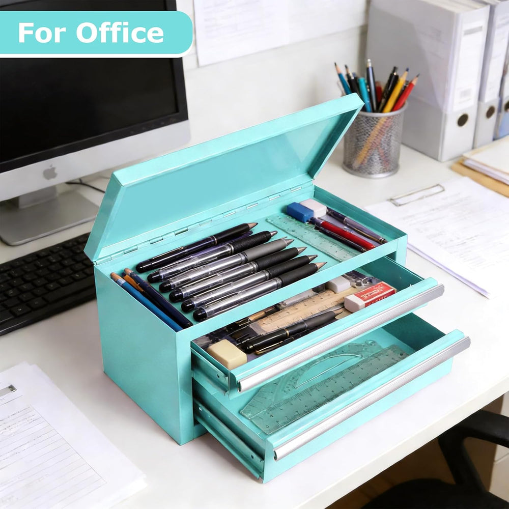 Mini Steel Tool Box with Drawers - Small Tool Chest for Small Item Storage Or...