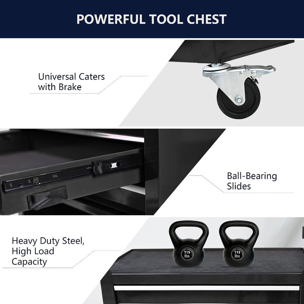 Lockable 4-Drawer Rolling Tool Chest, Black