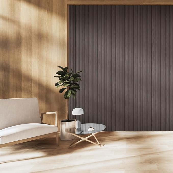 OUZUGIE WPC Acoustic Slat Wall Paneling, Living Room, TV Background, Study Ro...