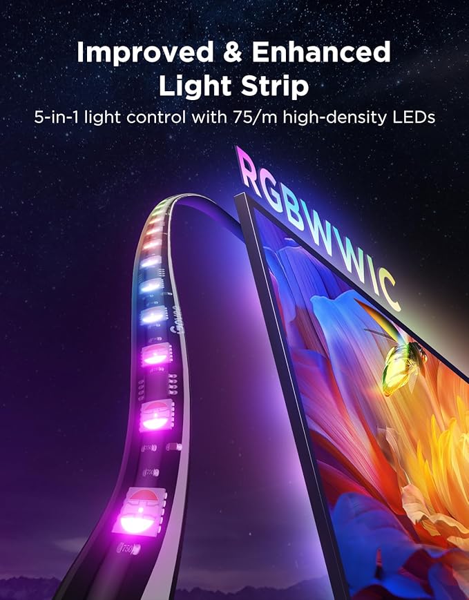 Govee TV Backlight 3 Pro with HDR Triple Camera, 11.8ft 5-in-1 RGBWWIC LED
