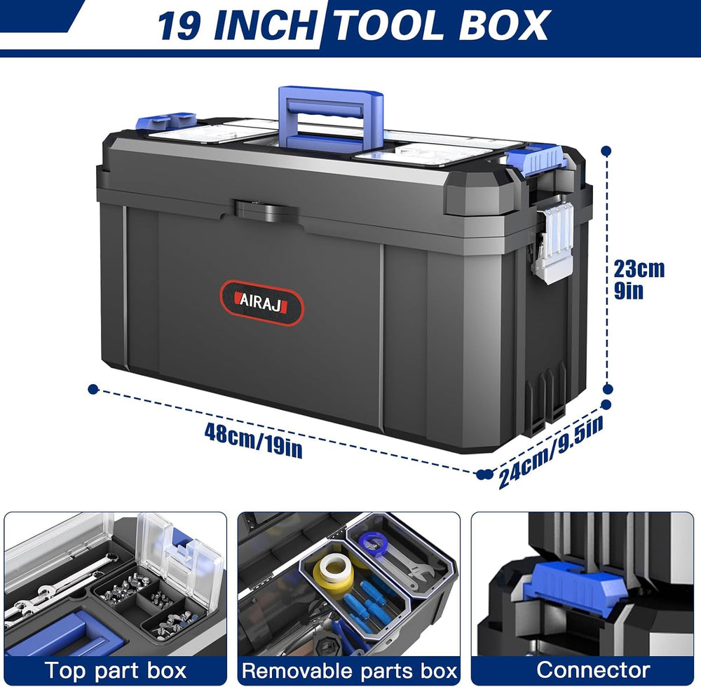 AIRAJ 3-In-1 Rolling Tool Box with Wheels, Stackable Tool Box,17+19+21"