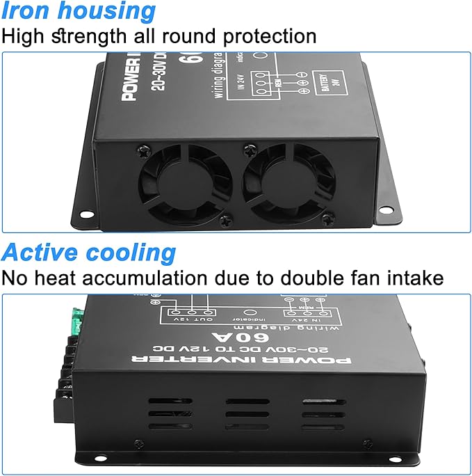 MEIRIYFA DC 24v to 12v 60A Power Converter Inverter, DC Step Down 24v to 12v