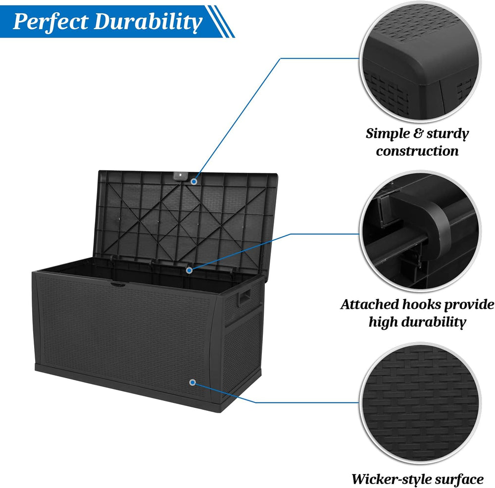 VINGLI Upgraded 120 Gallon Outdoor Storage Box, Lockable Plastic Storage Cont...