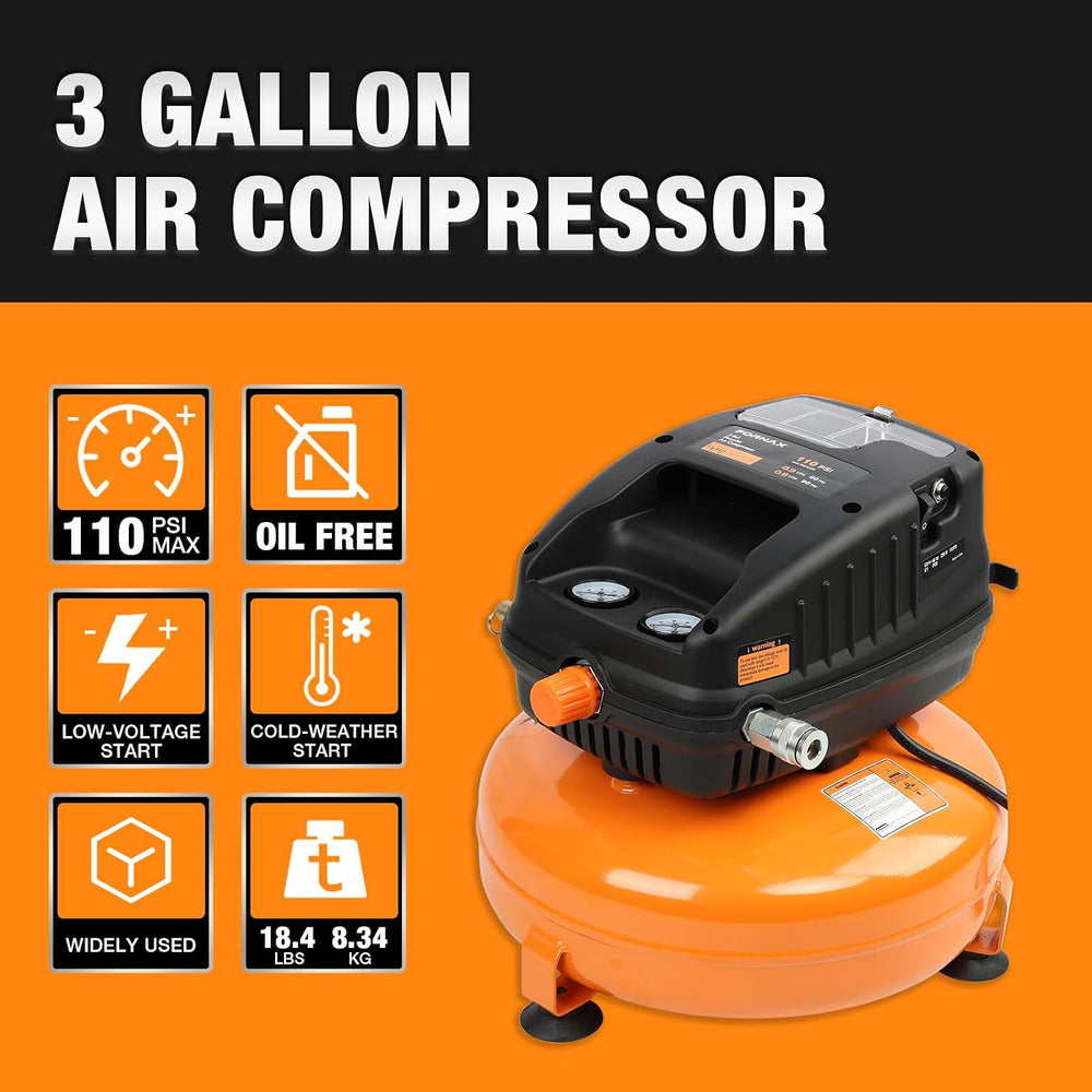 FORNAX Pancake Air Compressor, 3 Gallon, 110 PSI Portable Air Compressor, Oil...