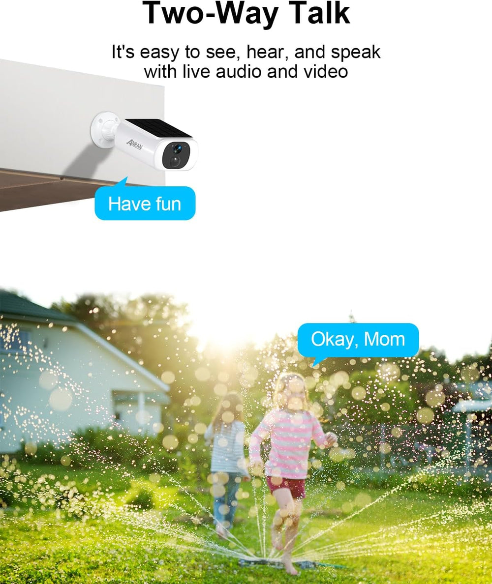 ANRAN 5MP Solar Security Cameras Wireless Outdoor, Solar & Battery Powered