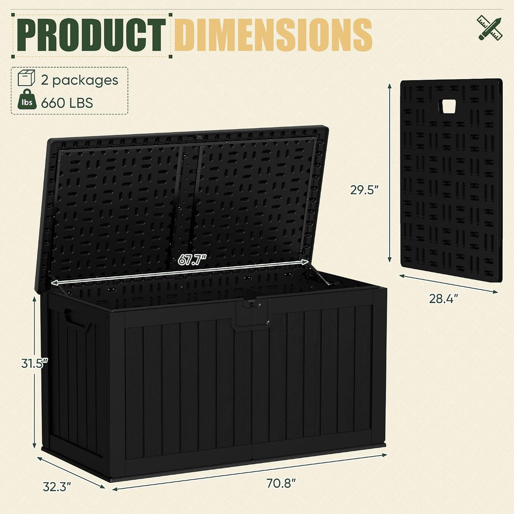 JUMMICO HDPE 270 Gallon Deck Box Double-Wall with Divider