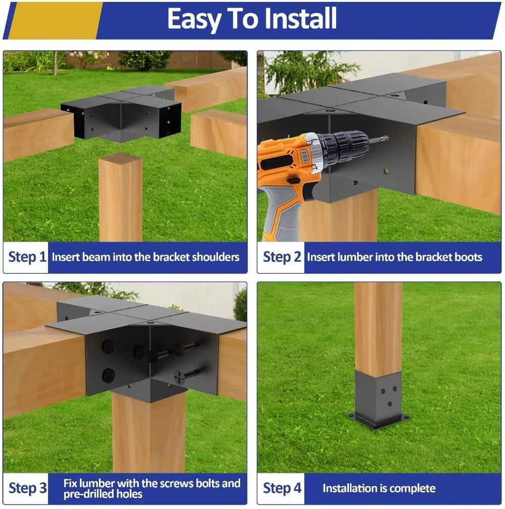 JEXALINE Heavy-Duty Pergola Bracket Kit for 4 x 4 Wood Posts
